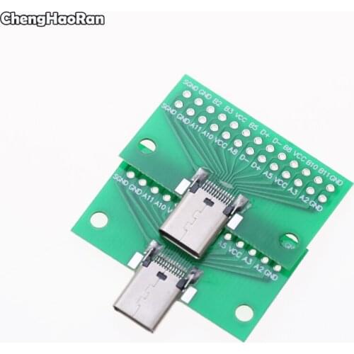 ChengHaoRan Type-C Female USB 3.1 Test PCB Board Adapter Type C 24P 2.54mm Connector Socket For Data Line Wire Cable Transfer