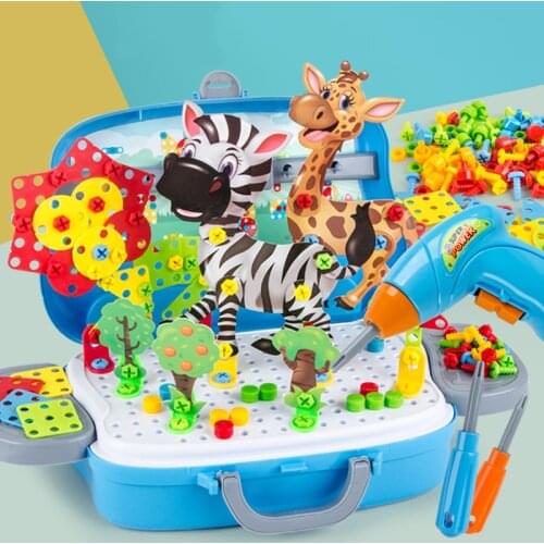 Kids DIY Electric Drill Screw Nut Creative Puzzle 3D Toys Puzzles Educational Toys Assemble Jigsaw For Children Kids Girls Boys