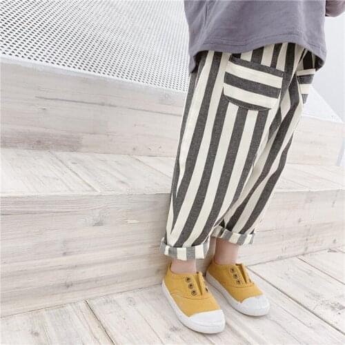 Childrens pants Harlan striped casual pants 2019 new Korean childrens cotton boys and girls trousers children loose pants