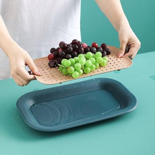 Double Layer Drain Rack Storage Basket Fruit Plate Plastic Kitchen Washing Basin Filter Vegetable Basket