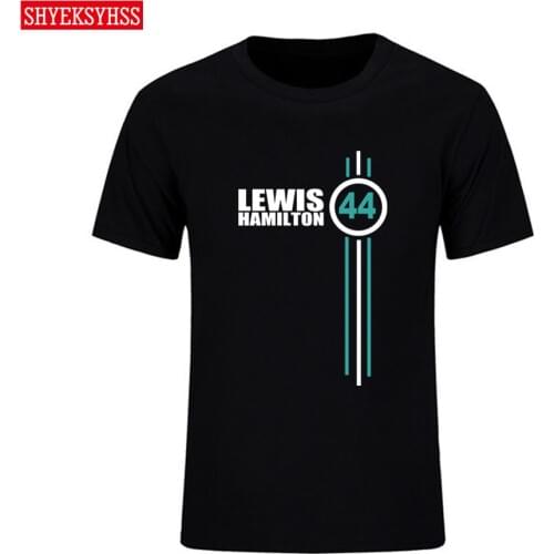Simple style man Tshirt F1 driver Lewis Hamilton digital 44 T shirt short-sleeved shirt mens car clothing fans cotton T-shirt