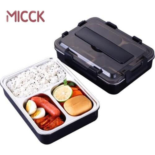 MICCK Stainless Steel Lunch Box 1200ml Bento Box Gift Spoon Chopsticks BPA Free Portable Food Container For Food Storage Crisper