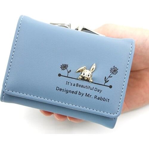 Leather Women Wallets Cute Wallet Fashion Short Student Coin Purse Card Hodler Ladies Clutch Small Female Rabbit Money Bags