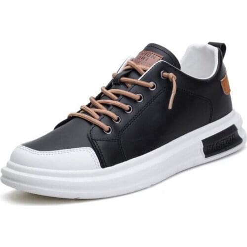 PU Leather Casual Sneakers for Men Non-slip White Shoes Vulcanized Trainers Male Fashion Outdoor Flats Sports Running Shoes