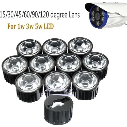 50PCS 5 8 10 15 25 30 45 60 90 120 Degrees LED Lens 20mm PMMA Lens + Bracket For DIY 1W 3W 5W High Power LED Chip COB
