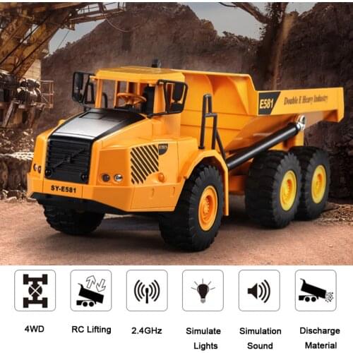 4WD RC Car 2.4G 6ch Dump Truck Engineering Construction Loading Dump Remote Control Truck RC Trailer Model Toys For Kids Gifts