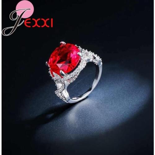 Fashion Zircon Rings For Women 2020 Red Austrian Crystal Silver Wedding Engagement Promise Ring Jewelry Bague Femme