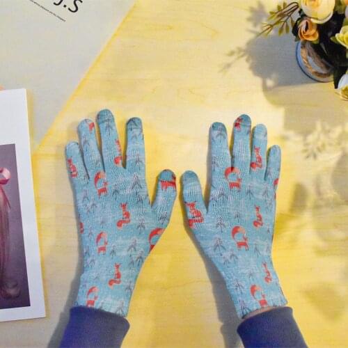 Fashion 3D Printing Cartoon Animals Knitting Gloves Women Cute Touch Screen Garden Mittens Girls Riding High-quality Gloves
