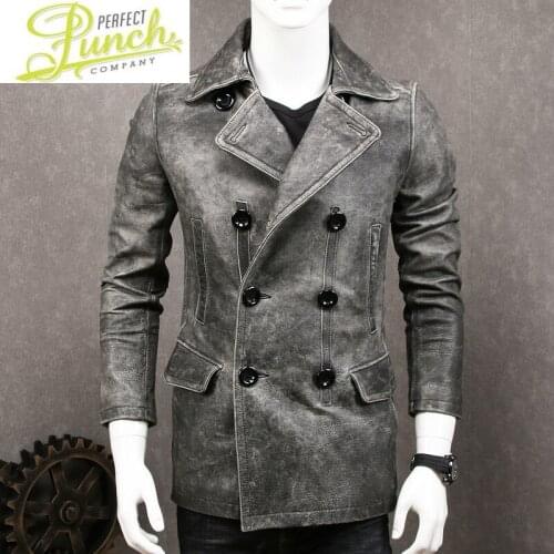 Mens Vintage Cowhide 2021 Genuine Leather Jackets Men Windbreaker Cow Biker Motorcycle Jacket MT-17001 KJ5411