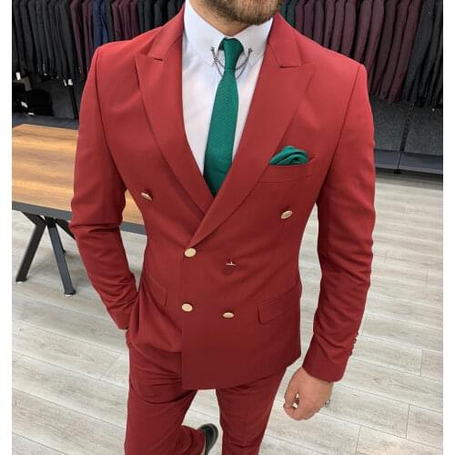 Yellow Double-Breasted Mens Suit for Wedding 2021 Peak Lapel Best Man Groom Tuxedo Custom Made Prom Groom Male Suit 2 Piece Set