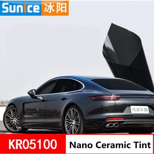SUNICE 4mil Nano Ceramic Film VLT5% Solar Tint Film Resist Sunlight Car Sunshade Film UV Proof Explosion Proof Film 60"x20"