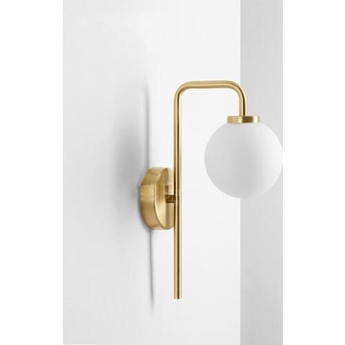 Modern Gold / Chrome Finish Metal Holder Wall Lamp with Milky Wihte Frosed Glass Ball Shade LED Wall Sconce for Bedroom Foyer