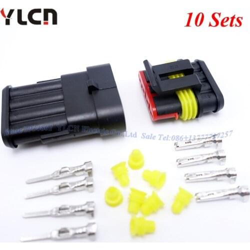 Brand 10 Sets New Car 4 Pin Way Waterproof Electrical Wire Connector Plug Factory direct Sale