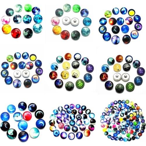 Wholesale 10pcs/lot Glass fluorescence moon Snaps Buttons 18mm Snaps Charms Fit Ginger Snaps Bracelets&Bangles Jewelry