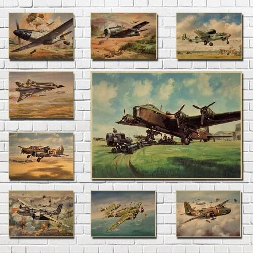 Ww2 aircraft fighter artwork living room decor home wall art decor Kraft posters Dining room Wall Decorative Paintings