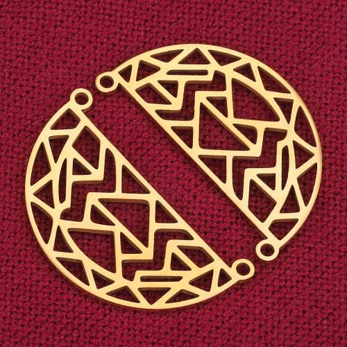 5pcs Gold Stainless Steel Semicircle Charm Pendant Connectors for Diy Earring Bracelet Jewelry Making Supplies Wholesale Bulk