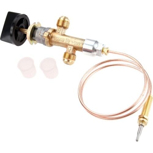1kit Control Valve Thermocouple Knob Switch 600mm M8*1 Threaded Head Low Pressure Inlet&Outlet Gas Grill Heater Pit Fireplace