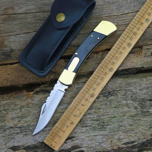 B110 folding knife 440C blade brass + log handle outdoor hunting camping survival multi-purpose pocket fruit knife EDC tool