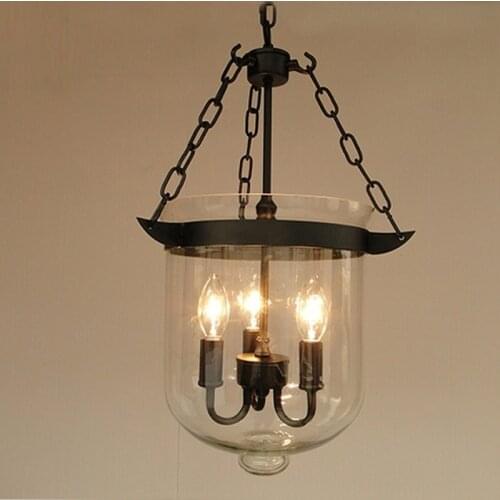 Modern retro glass Chandeliers Loft LED restaurant in the hotel led lustre light industry for Vintage chandelier voltage 90-260V