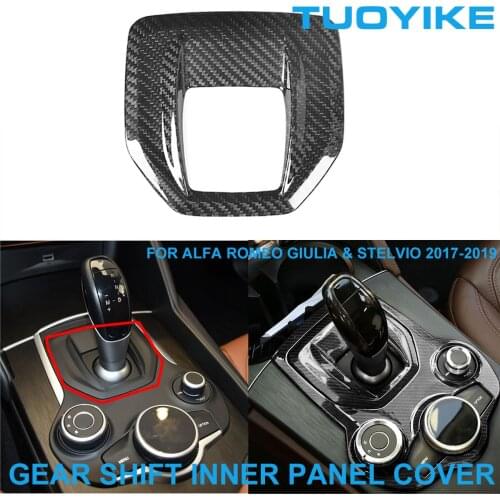 LHD RHD Car Styling Real Carbon Fiber Central Gear Shift Panel Internal Trim Cover Stick For Alfa Romeo Giulia Stelvio 2017-2019