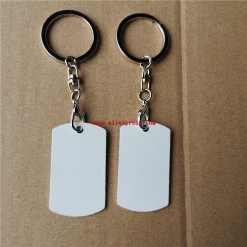 Sublimation white aluminum blank keychains hot transfer printing key ring material two sides printed 15pieces/lot