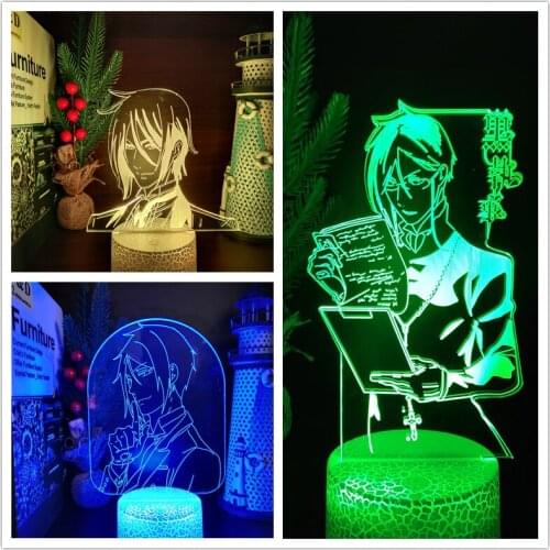 Black Butler 3D Lamp Anime LED Illusion Night Light Lamp Colorful Bedroom Decor Atmosphere Bedside Light Kid Birthday Manga Gift