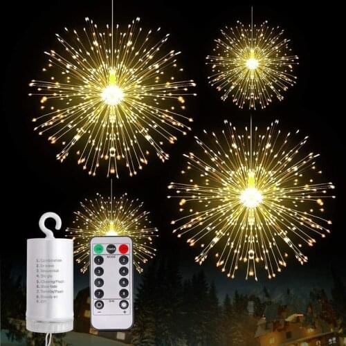 Outdoor Solar LED Firework Light 120/180 LEDs Hanging Starburst String Fairy Light Waterproof Home Garden Christmas Decoration