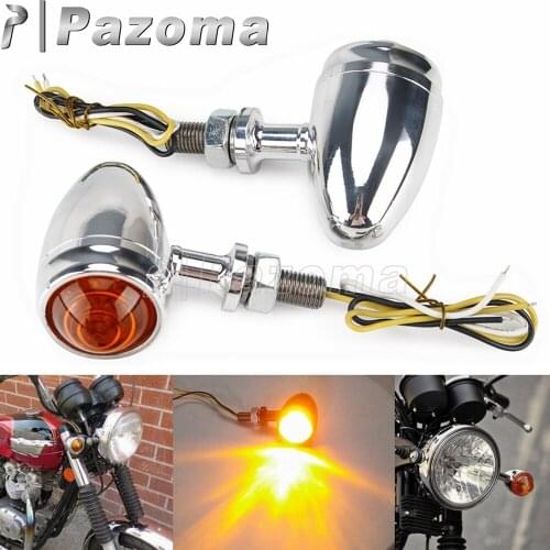 Universal 10mm Bolt Motorcycle Aluminum LED Blinker Light Indicators Lamp Amber Lens Turn Signals For Chopper Bobber Cafe Racer