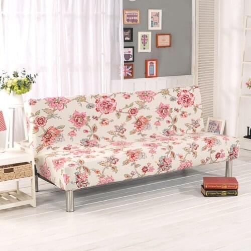 Monily Flower Printed Universal Spandex Elastic Sofa Cover Stretch Anti-dity Bench Cover No Armrest Folding Cover Sofa Bed Cover