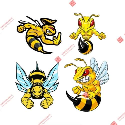 Cartoon Styling Strong Angry Bee Bumblebee PVC Vinyl Anime Car Sticker Decal Decor Motorcycle Off-road Laptop Trunk Guitar