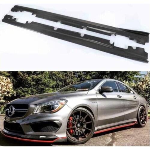 High Quality REAL CARBON FIBER SIDE BODY SKIRTS KIT LIP COVER FOR Mercedes Benz CLA Class W117 180 200 220 260 2013-2019