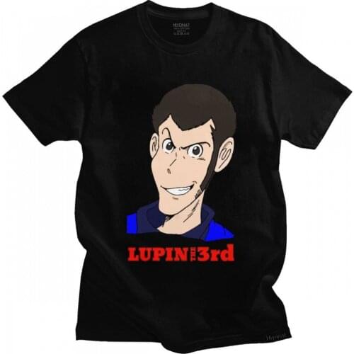 Funny Lupin The Third T Shirt for Men Short Sleeve Manga Arsene Lupin T-shirt Summer Tshirt Pure Cotton Regular Fit Tee Gift