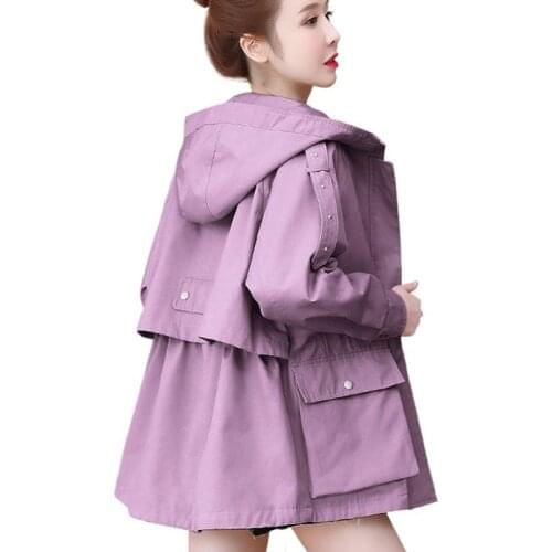 Large Size Womens Jacket 2021 New Autumn Long Sleeve Windbreaker Famale Hooded Basic Jackets Coat Causal Zipper Outwear