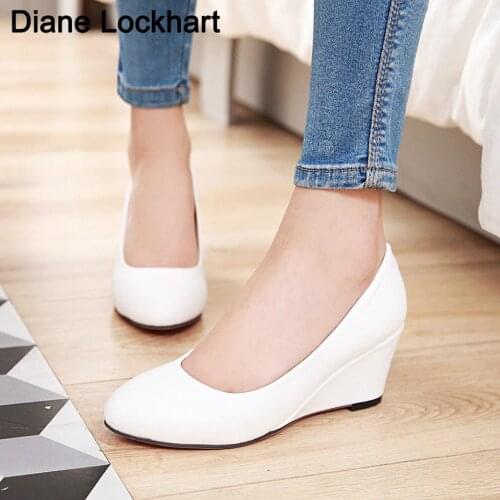 Spring Fall Women Ballet Shoes Black Women Wedge Shoes For Office Work Boat Shoe Cloth Sweet Loafers Womens Pregnant Wedges
