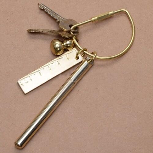 1Pc Quality Fashion Geometric Brass Key Ring Men Women Vintage Copper Car Keyring Holder Luxury Keychain Jewelry DIY Accessories