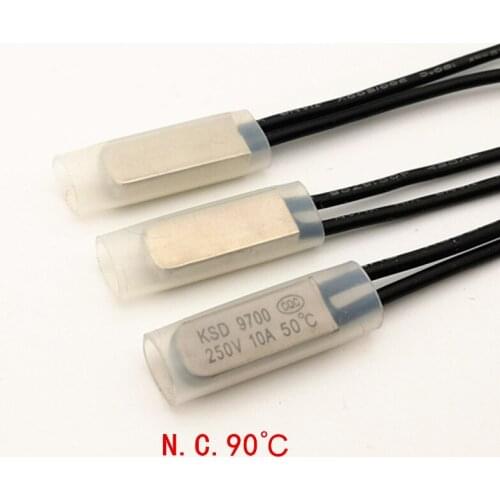 10pcs/lot 90C 10A KSD9700 Normally Close Thermostat, Temperature Switch, NC 90Celsius, Bimetal Disc