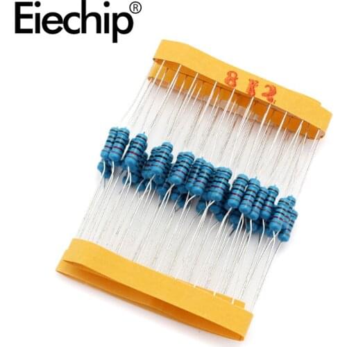 100pcs/lot 0.5W 1 ohm 1% Metal film resistor 1/2W resistance 8.2K Electronic resistors
