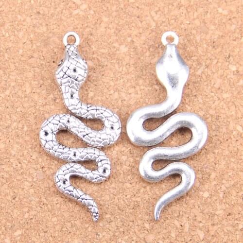 4pcs Charms snake cobra 51x21mm Antique Pendants,Vintage Tibetan Silver Jewelry,DIY for bracelet necklace
