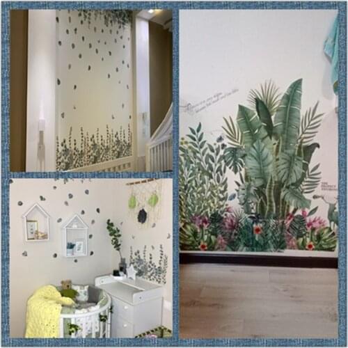 24 Styles Green Leaves Wall Stickers For Bedroom Furnitu Living Room Dining Room Kitchen Room Vinyl Wall Decals Door Mural Art