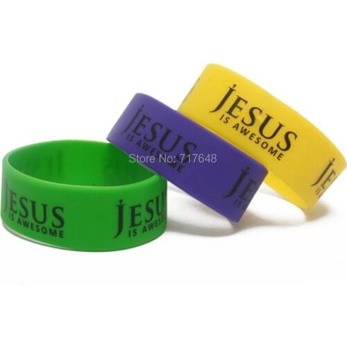 300pcs jesus is awesome wristband silicone bracelets rubber cuff wrist bands bangle free shipping by FEDEX