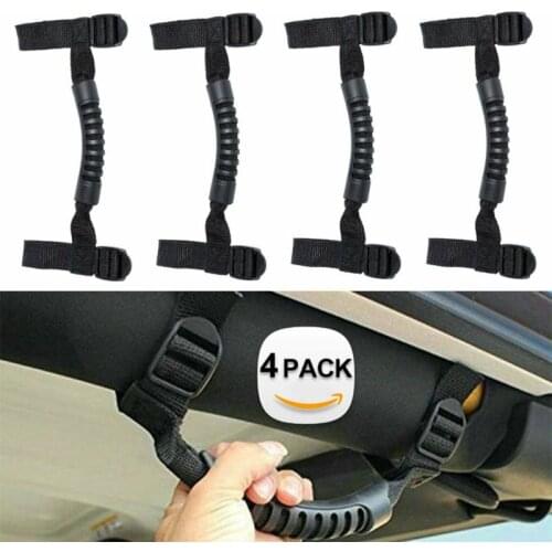 4pcs Black Roll Bar Grab Handles Grip Handle for JK JKU TJ 2011-2016