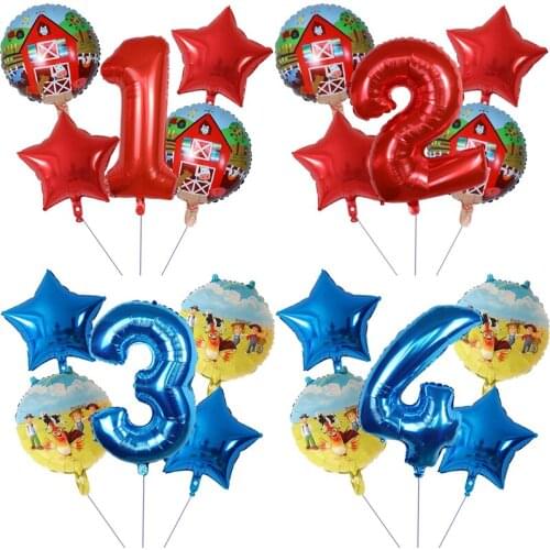 5pcs farm animal Balloon 30'' Number Balloon Baby 1st 2st Birthday Party Decorations Globos Toys For Kids farm Vacation party