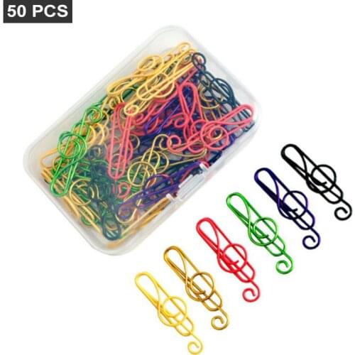 50Pcs Paper Clips Metal Paper Clips Musical Notes Clips Office Accessories For Desk Office School Notebook 6 Colors