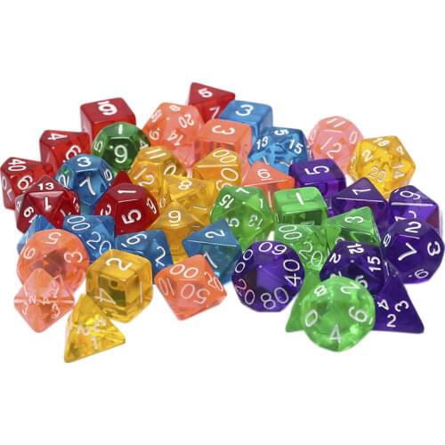 7pcs/Set Game Acrylic Multi Sides Dice Color Dices Game Playing For Tabletop Colorful Accessories Games D4 D6 D8 D10 D12 D20