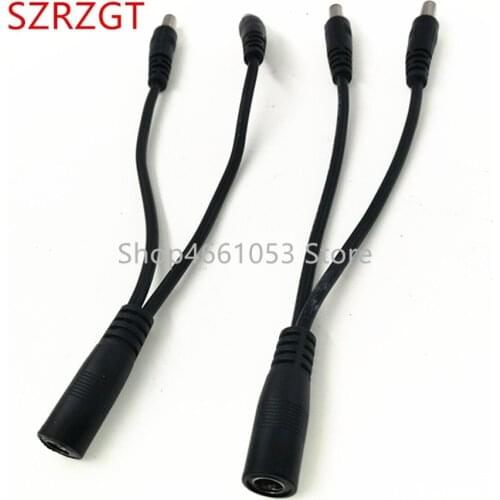 1 To 2 Way DC Power Splitter Cable 1 Female To 2 Male 5.5 x 2.1mm Jack Connectors Power Adapter Splitter Wire For CCTV LED Strip