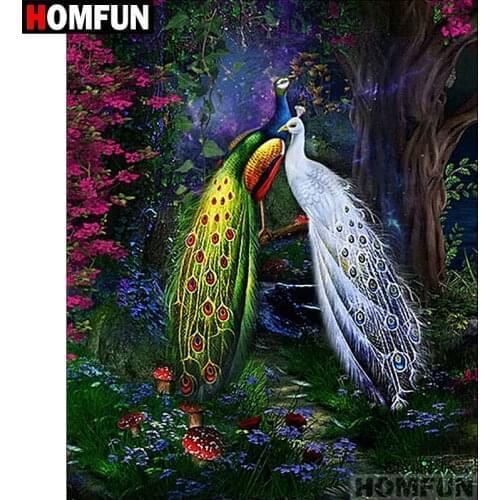 HOMFUN Full Square/Round Drill 5D DIY Diamond Painting "Animal peacock" Embroidery Cross Stitch 5D Home Decor Gift A06967