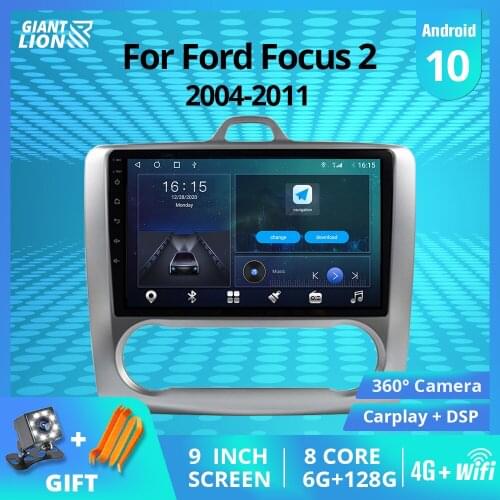 2DIN Android 10.0 Car Radio For Ford Focus2 2004-2011 GPS Navigation Auto Radio Stereo Receiver DSP Car Receiver NO 2DIN DVD IGO