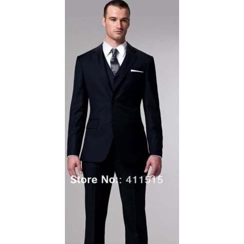 Free shipping/Custom dress/Two buttons Blue Peak Satin Lapel Back Vent Groom wear Tuxedos Groomsmen man Suits /custom men suits