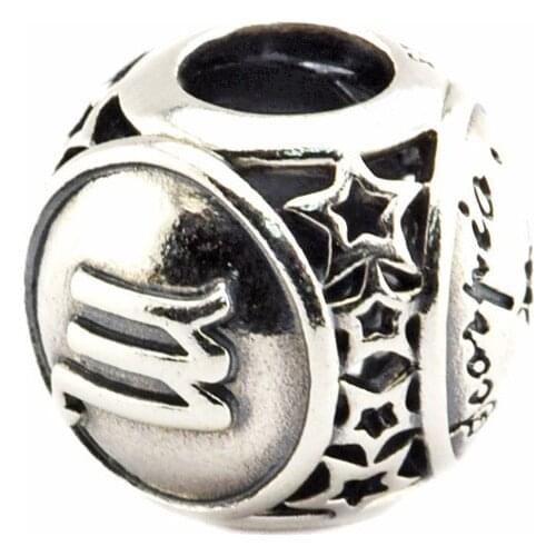 Scorpio Star Sign Charm Beads бижутерия for Jewelry Making Birthday Silver 925 Jewelry Round Shape Silver Beads for Charms