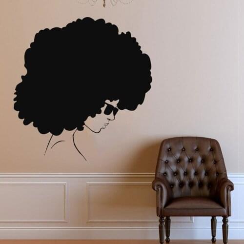 Black Girl Sticker Cool African Woman Face Vinyl Wall Decal Home Interior Decorations Art Bedroom Beauty Salon Hippie Decor AM25